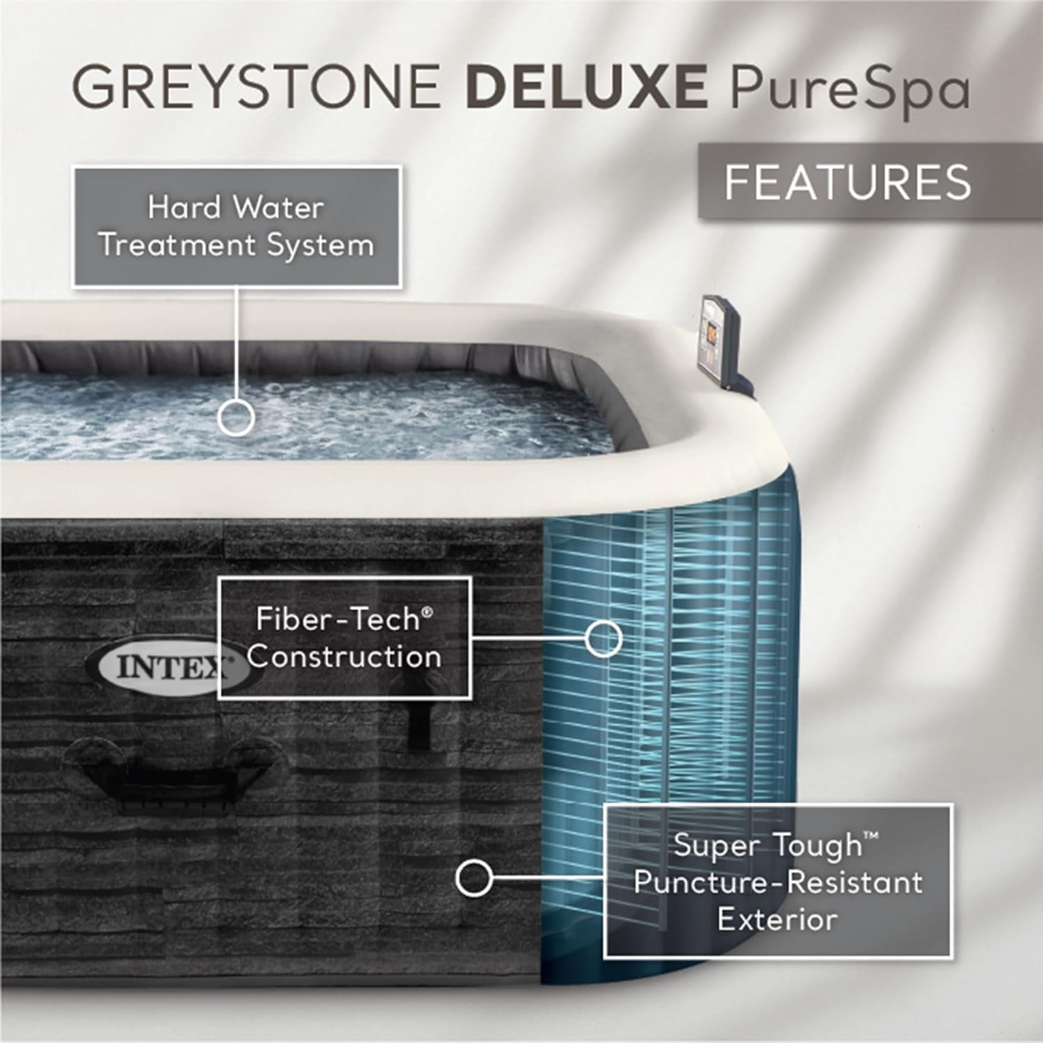 Greystone Deluxe 4 Person Inflatable Hot Tub With Wireless