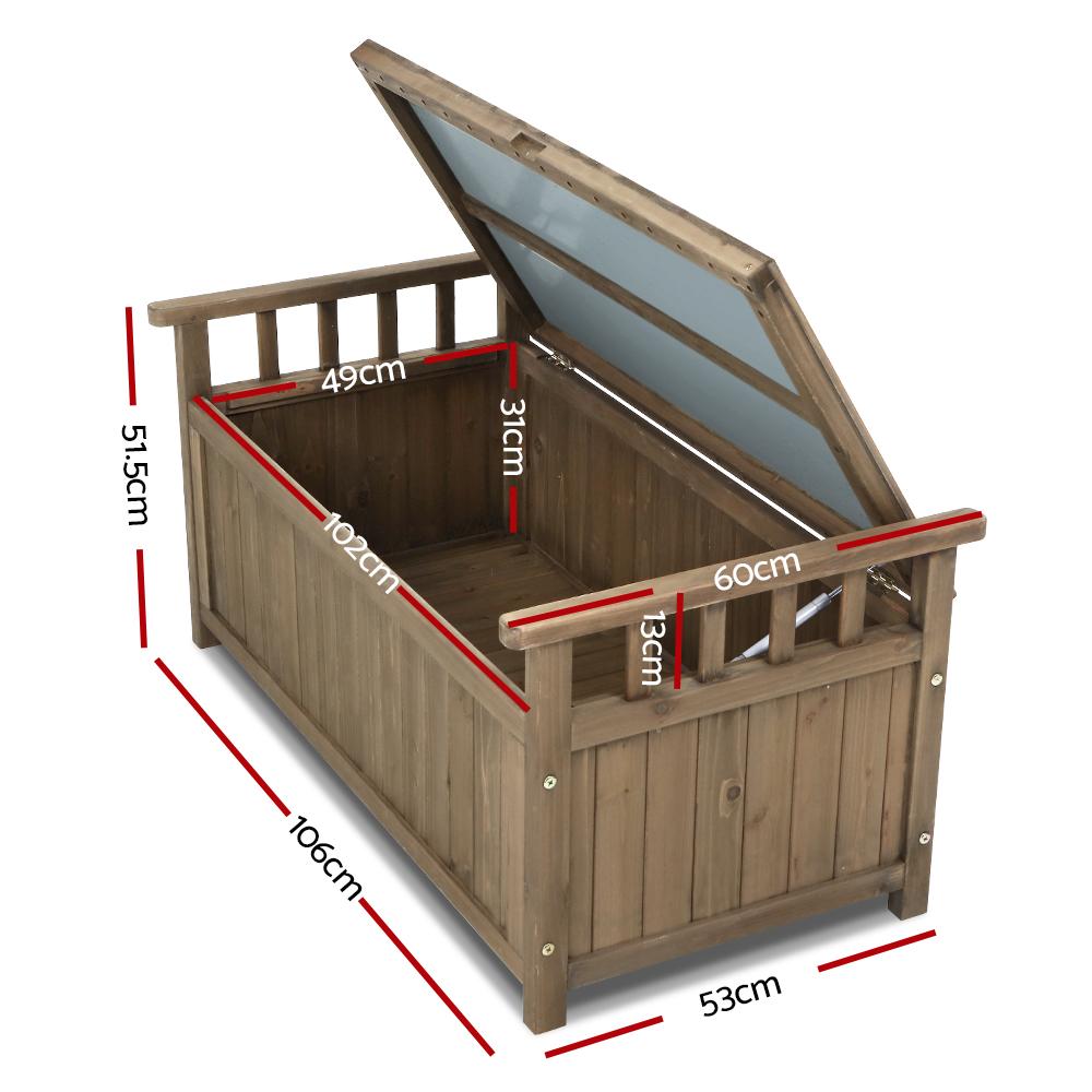 Gardeon Outdoor Storage Bench Box Wooden Garden Toy Tool Sheds Patio
