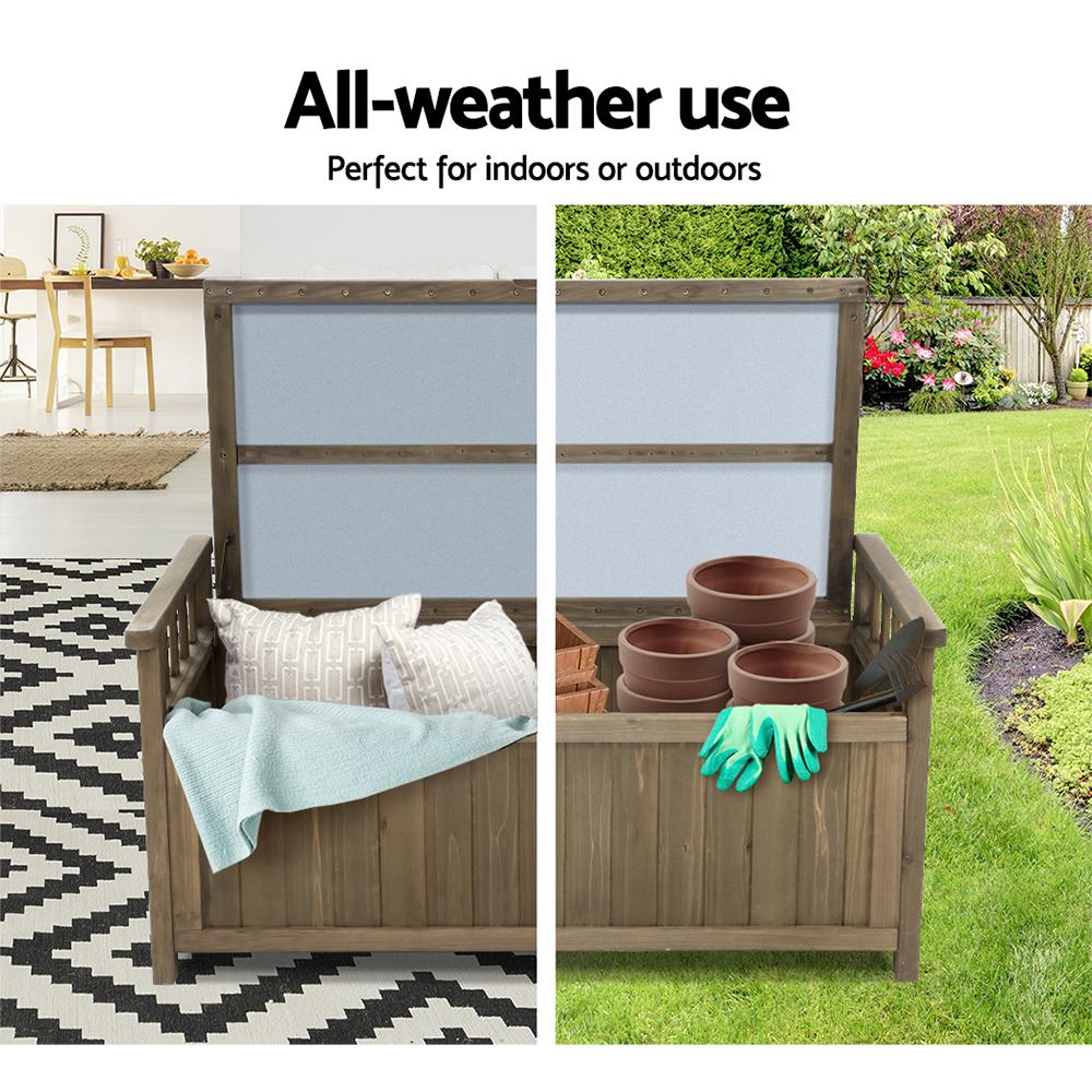 Gardeon Outdoor Storage Bench Box Wooden Garden Toy Tool Sheds Patio