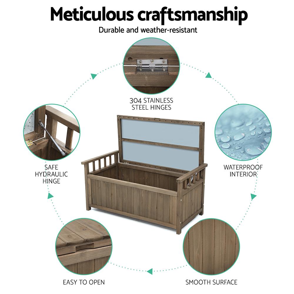 Gardeon Outdoor Storage Bench Box Wooden Garden Toy Tool Sheds Patio