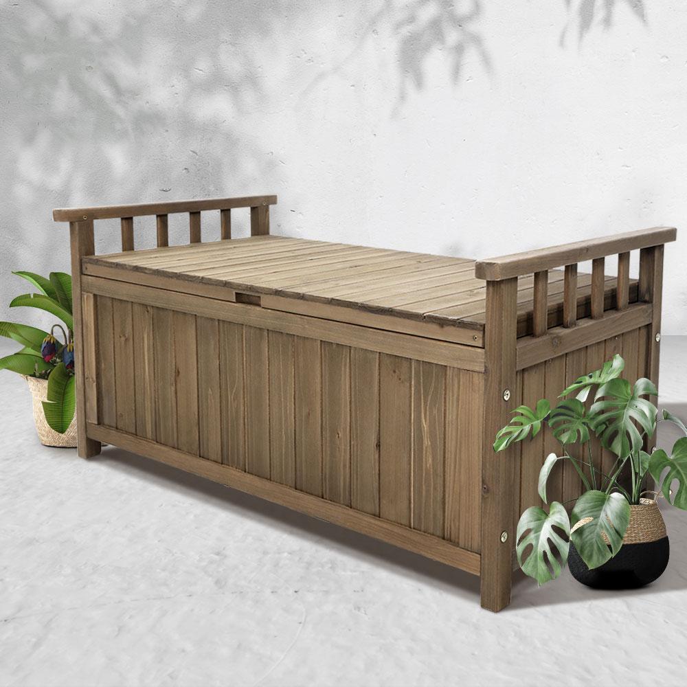 Gardeon Outdoor Storage Bench Box Wooden Garden Toy Tool Sheds Patio