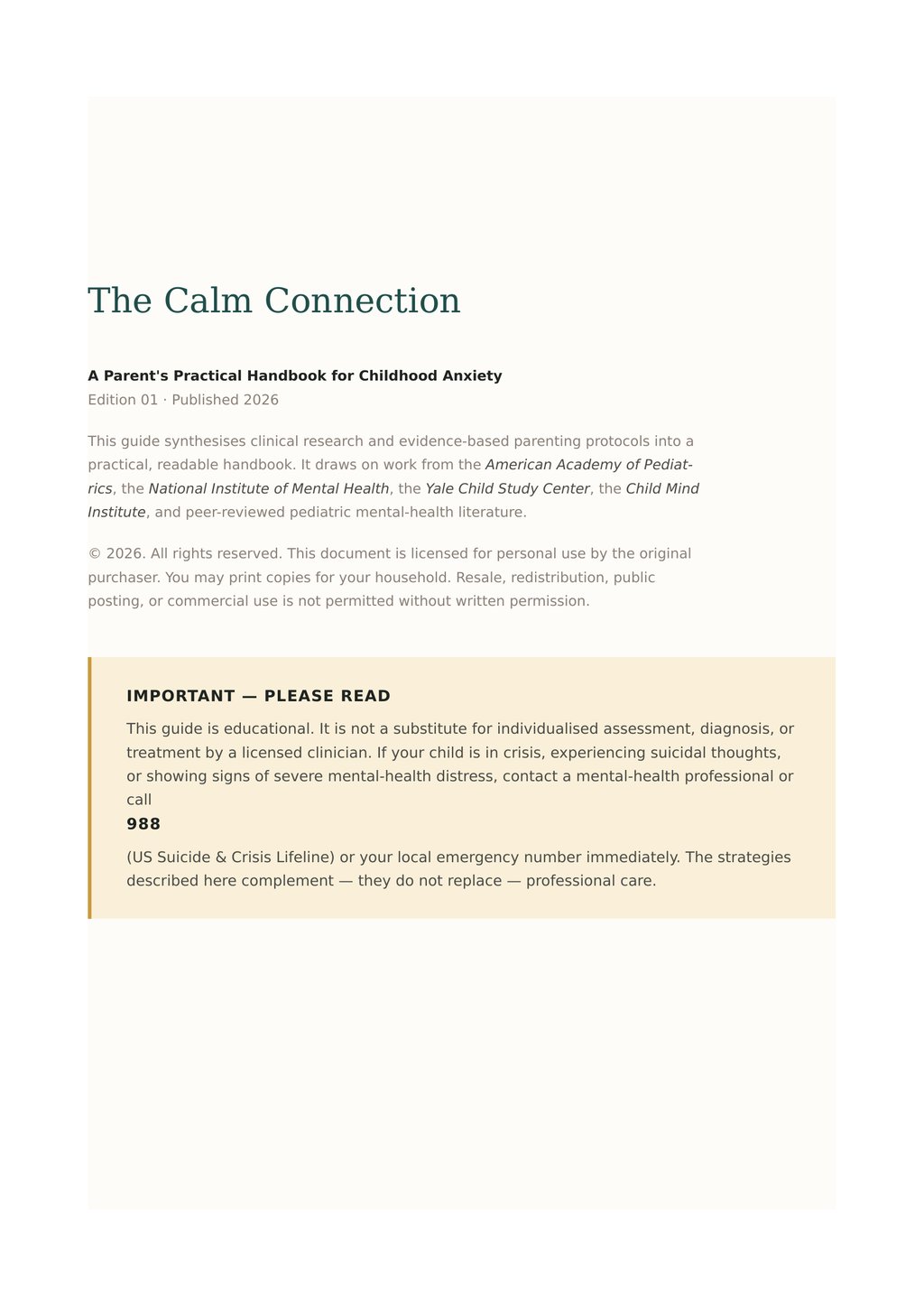 Sample page from The Calm Connection anxiety parenting guide