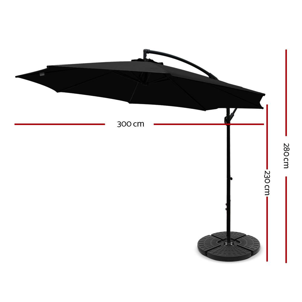 Instahut 3m Outdoor Umbrella w/Base Cantilever Beach Garden Patio