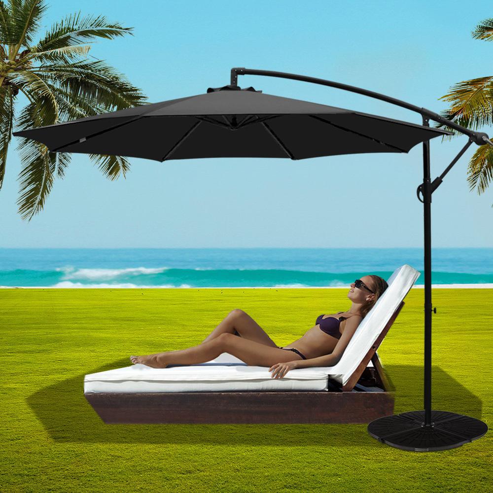 Instahut 3m Outdoor Umbrella w/Base Cantilever Beach Garden Patio