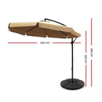 Instahut 3m Outdoor Umbrella w/Base Cantilever Garden Patio Beach