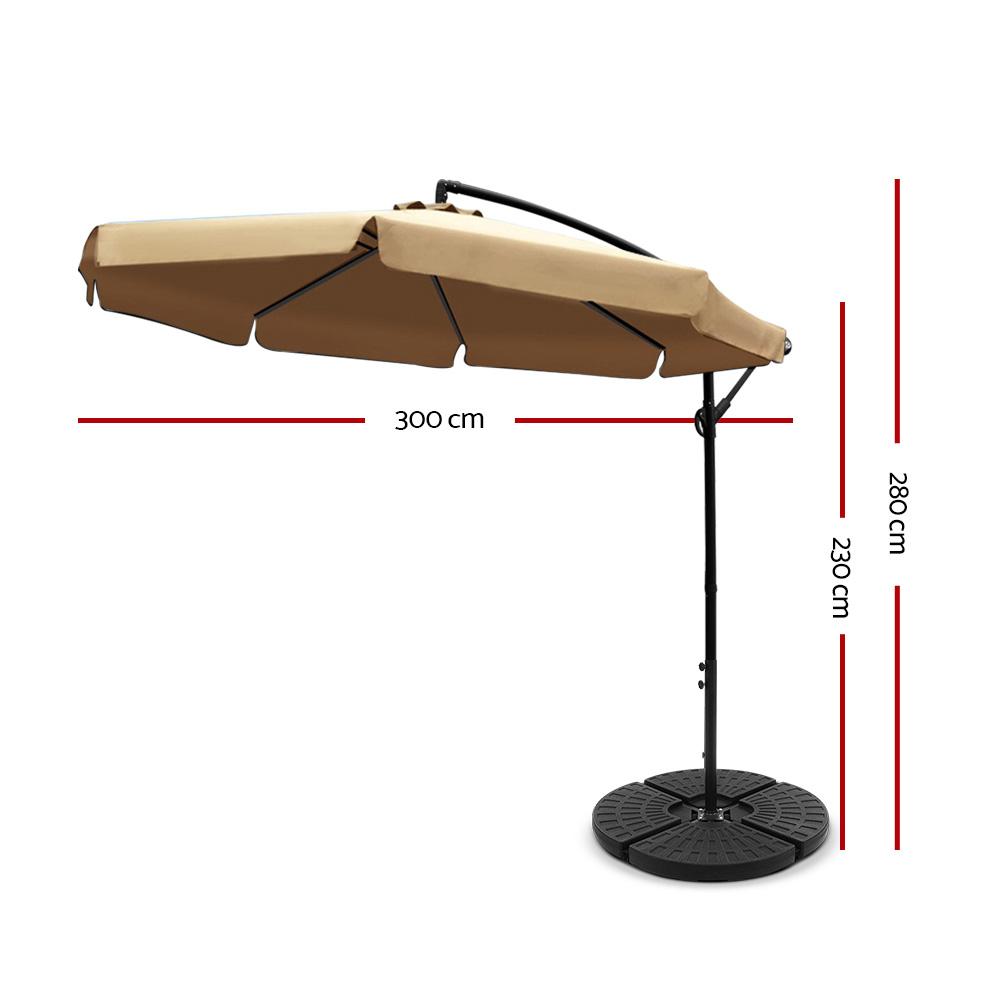 Instahut 3m Outdoor Umbrella w/Base Cantilever Garden Patio Beach