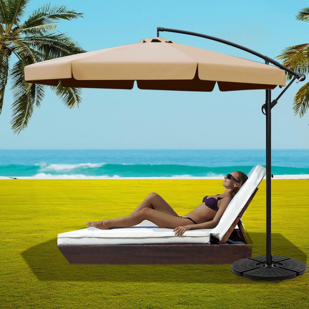 Instahut 3m Outdoor Umbrella w/Base Cantilever Garden Patio Beach