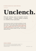 Promotional poster for 'Unclench' protocol with text about jaw pain relief.