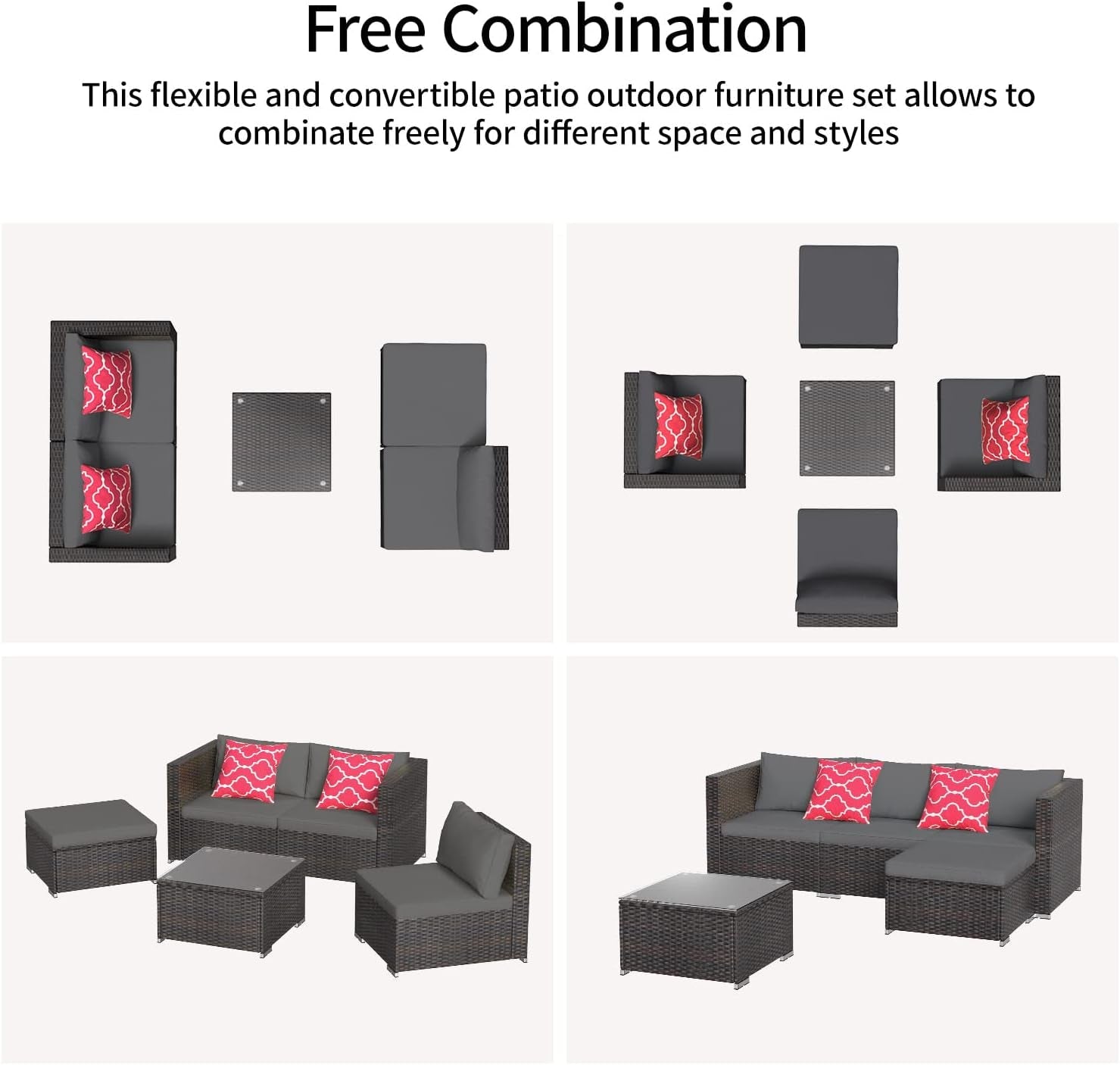 Outdoor Patio Conversation Set All Weather Gray Sectional