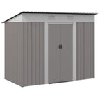 Metal Garden Shed 7x4 ft Light Gray Outdoor Tool Storage with Secure