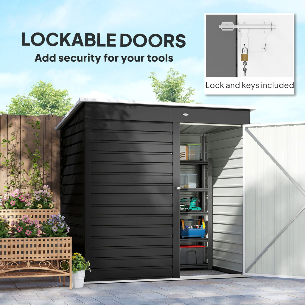 6' x 4' Outdoor Garden Shed, Metal Utility Shed with Lockable Door and