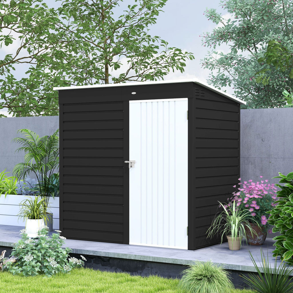 6' x 4' Outdoor Garden Shed, Metal Utility Shed with Lockable Door and