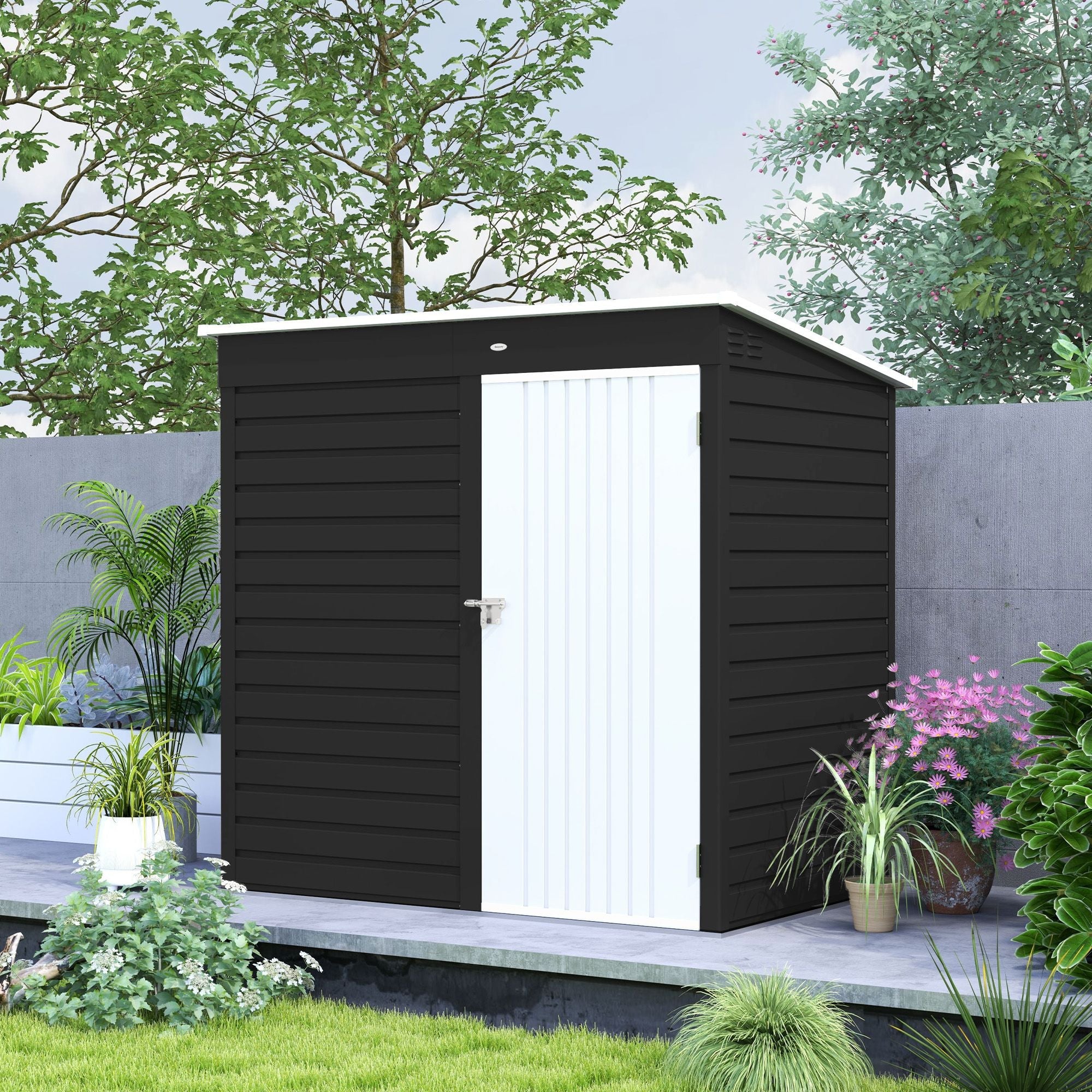 6' x 4' Outdoor Garden Shed, Metal Utility Shed with Lockable Door and