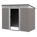 Metal Garden Shed 7x4 ft Light Gray Outdoor Tool Storage with Secure