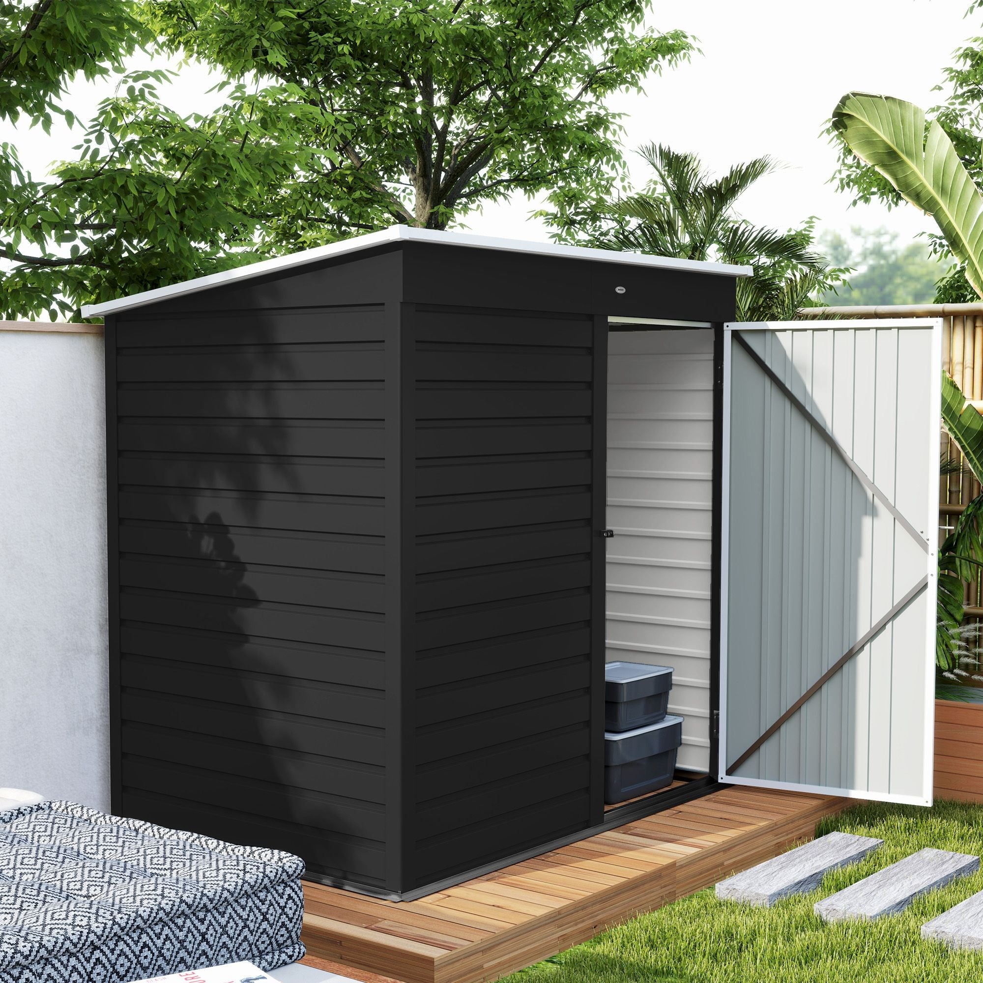 6' x 4' Outdoor Garden Shed, Metal Utility Shed with Lockable Door and