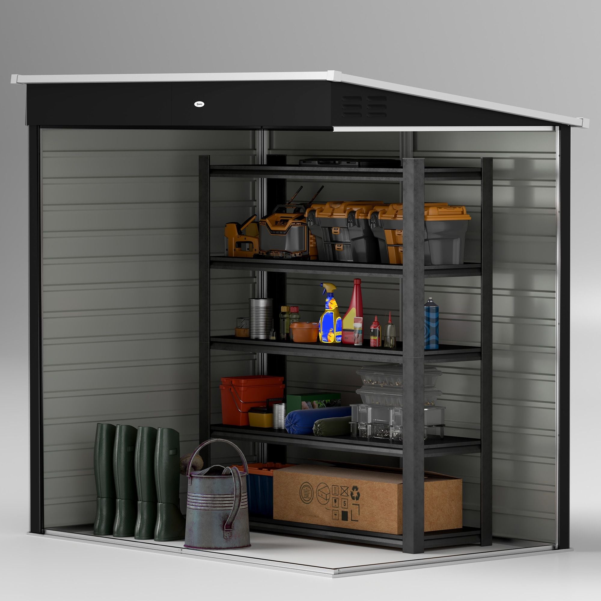 6' x 4' Outdoor Garden Shed, Metal Utility Shed with Lockable Door and