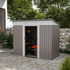 Metal Garden Shed 7x4 ft Light Gray Outdoor Tool Storage with Secure