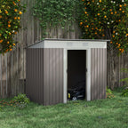Metal Garden Shed 7x4 ft Light Gray Outdoor Tool Storage with Secure