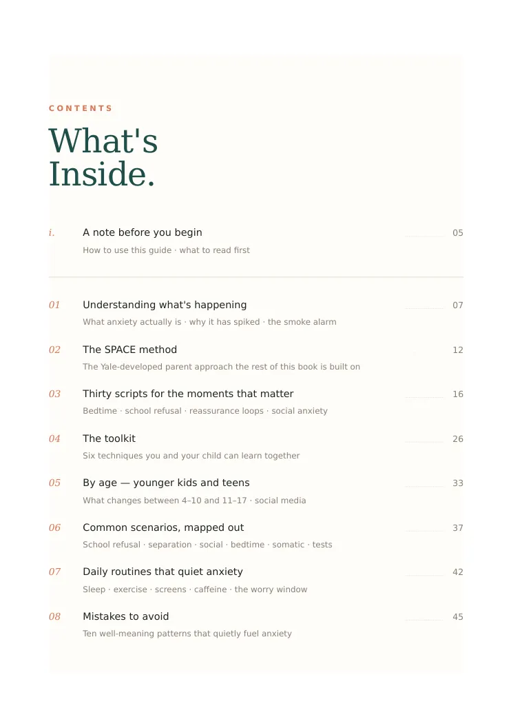 Sample page from The Calm Connection anxiety parenting guide