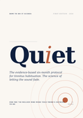 Book cover of 'Quiet' with text about tinnitus habilitation protocol on a white background