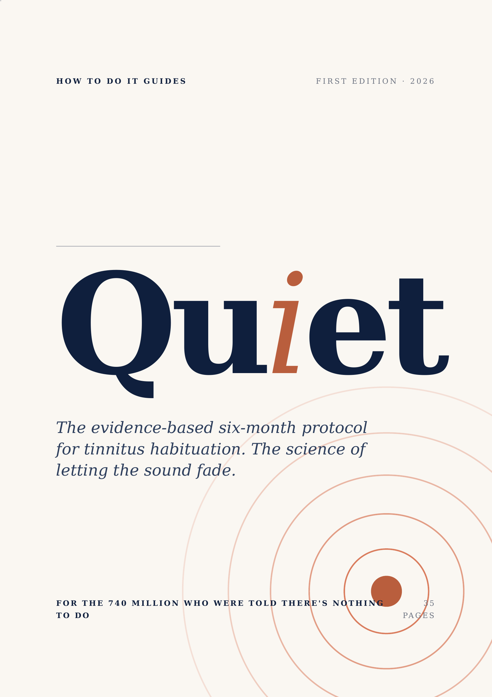 Book cover of 'Quiet' with text about tinnitus habilitation protocol on a white background