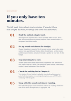 Page from a book or guide with quick start tips on a white background