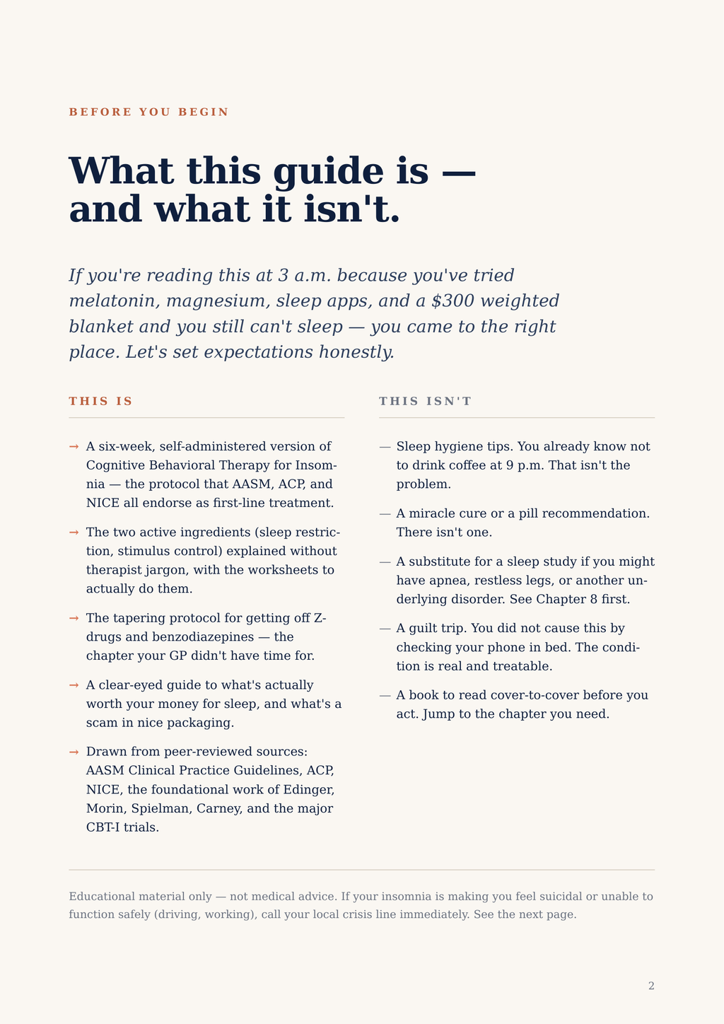 Sample page from the Rest CBT-I sleep protocol guide